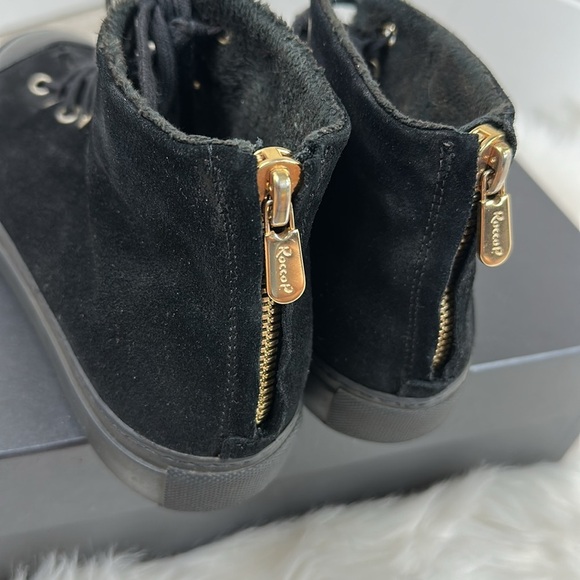 Rocco P. Women's Black High-Top Suede Lace up Shoes with Zipper in Back 37/ 6.5 - Picture 4 of 8